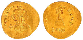 Kaiserreich
Constans II., 641-668
Solidus zu 23 Siliquae 651/654 Constantinopel, 1. Offizin mit Mzst.-Angabe BOΓK (in Ligatur). 4,26 g. sehr schön/v...