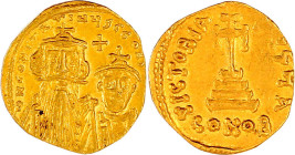 Kaiserreich
Constans II., 641-668
Solidus 654/659, Constantinopel, 1. Off. 4,38 g. gutes vorzüglich, winz. Kratzer. Sear 959.