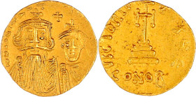 Kaiserreich
Constans II., 641-668
Solidus 654/659, Constantinopel, 5. Off. 4,44 g. vorzüglich, min. Prägeschwäche am Rand. Sear 959.