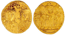 Kaiserreich
Constantin VI. und Irene 780-797
Solidus 792/793, Constantinopel. Brb. Irene mit ihrem Sohn Constantin VI. nebeneinander/Leo III., Const...