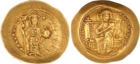 Kaiserreich
Constantin X., 1059-1067
Histamenon Nomisma 1059/1067. Kaiser steht v.v. mit Labarum und Kreuzglobus/Christus thront v.v. 4,38 g. Stempe...