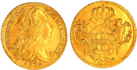 Brasilien
Joseph I., 1750-1777
6400 Reis 1776 R, Rio de Janeiro. 14,20 g. 917/1000. starker Kratzer, sonst vorzüglich. Friedberg 65. Gomes 43.26.
