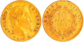 Frankreich
Napoleon III., 1852-1870
10 Francs Kopf mit Lorbeerkranz 1865 BB, Straßburg. 3,23 g. 900/1000. fast sehr schön, kl. Randfehler. Gadoury 1...