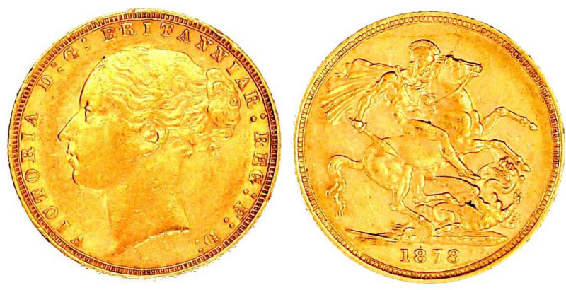 Grossbritannien
Victoria, 1837-1901
Sovereign 1878 Drachentöter. 7,99 g. 917/1...