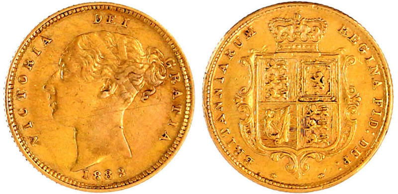 Grossbritannien
Victoria, 1837-1901
1/2 Sovereign 1883. 3,99 g. 917/1000. sehr...