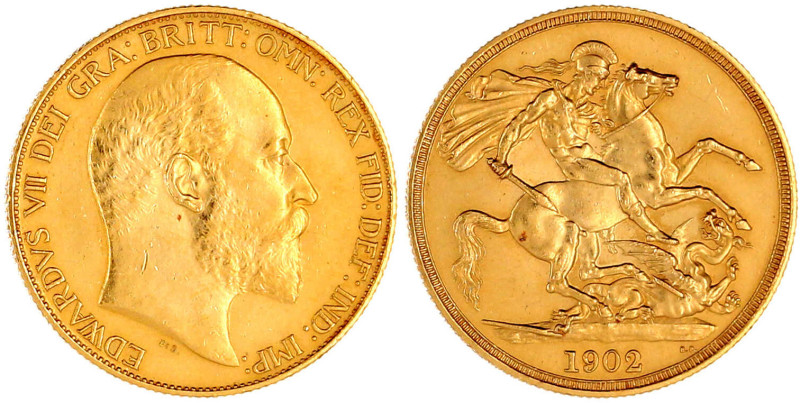 Grossbritannien
Edward VII., 1902-1910
2 Pounds 1902, London. 15,98 g. 917/100...