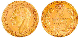 Jugoslawien
Alexander I., 1921-1934
20 Dinara 1925. 6,45 g. 900/1000. vorzüglich, kl. Kratzer. Krause/Mishler 7.