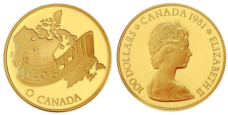 Kanada
Britisch, seit 1763
100 Dollars 1981, O Canada als Nationalhymne des St...