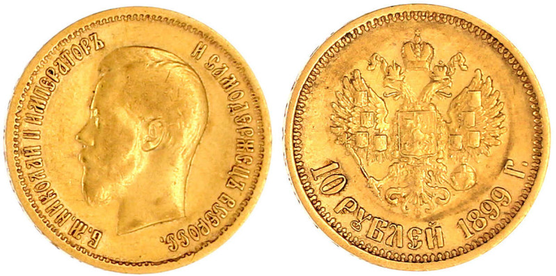 Russland
Nikolaus II., 1894-1917
10 Rubel 1899, St. Petersburg. 8,60 g. 900/10...