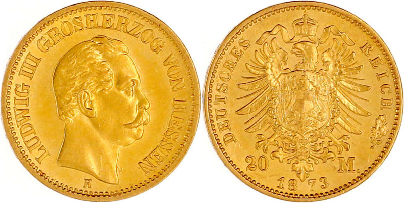 Hessen
Ludwig III., 1848-1877
20 Mark 1873 H. gutes vorzüglich aus Erstabschla...