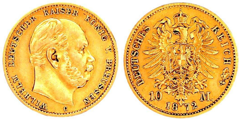 Preußen
Wilhelm I., 1861-1888
10 Mark 1872 C. sehr schön. Jaeger 242.