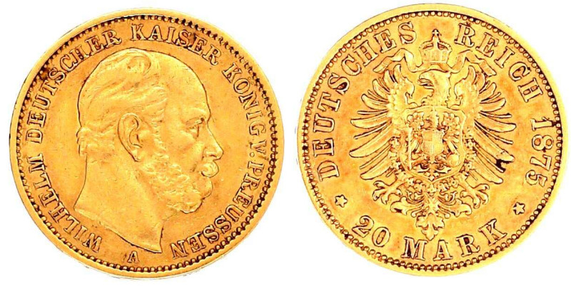 Preußen
Wilhelm I., 1861-1888
20 Mark 1875 A. gutes sehr schön. Jaeger 246.