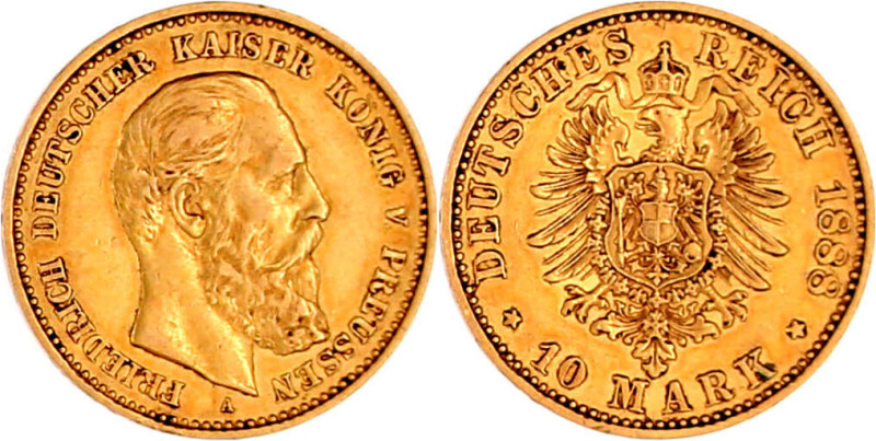 Preußen
Friedrich III., 1888
10 Mark 1888 A. sehr schön/vorzüglich. Jaeger 247...