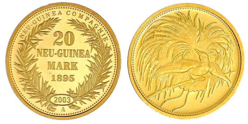 Neuguinea
Neuprägung zum 20 Mark Neu-Guinea 1895 A (2003). 3,49 g. 585/1000. Po...