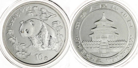 China
Volksrepublik, seit 1949
10 Yuan Panda (1 Unze) 1997. Jahr des Tourismus 1997. Panda nach links im Wald, mit zweisprachiger Gedenkinschrift "V...