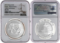 China
Volksrepublik, seit 1949
10 Yuan Panda (1 Unze) Silber 2012. Panda mit Jungtier. Mit Gedenkinschrift "100 Jahre Bank of China". Im NGC-Blister...