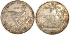 Ceylon
Britische Kolonie, 1796-1972
Silber-Preismedaille der All Ceylon Exhibition 1912 (unsign). Am Meeresufer sitzende Allegorie präsentiert Siege...