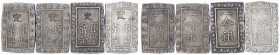 Japan
Tempo-Ära, 1830-1844
4 X Ichi Bu Gin o.J.(1837/1854). Sakura P/r, P/s (gestopftes Loch) und 2 X P/t. Hane gin. meist vorzüglich. Hartill 9.80b...