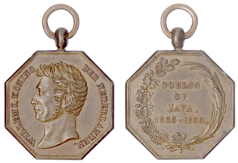 Niederländisch-Ostindien
Wilhelm I. 1815-1840
Tragbare achteckige Bronzemedail...