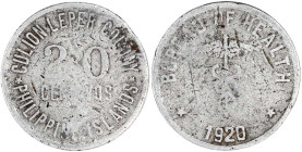 Philippinen
Amerikanisch, 1898-1935
20 Centavos 1920 der Culion Leprakolonie. schön. Krause/Mishler 11.