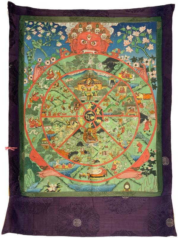 Tibet
Seiden-Tanka mit Darstellung des Samsara (संसार), dem Rad der Wiedergebur...