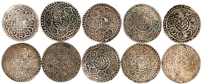 Tibet
10 Silbermünzen: 9 X Tanka Tibet, 1 X Mohar Nepal. sehr schön