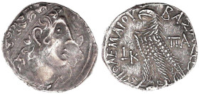 Ägypten
Königreich der Ptolemäer
Ptolemaios XII., 80/51 v.Chr
Tetradrachme Jahr 20 = 61 v. Chr. Paphos. Kopf des Ptolemaios r./ΠΤΟΛΕΜΑΙΟΥ ΒΑΣΙΛΕΩΣ....