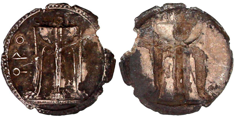 Bruttium
Kroton
Stater 440/420 v.Chr. Dreifuss mit Löwenfüßen/Inkusum. 7,52 g....