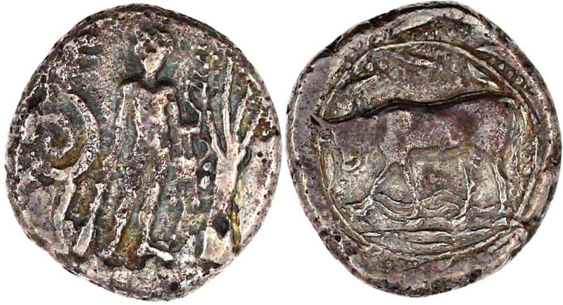 Kreta
Phaistos
Tetradrachme 330/320 v. Chr. Stehender Herakles zwischen Schlan...