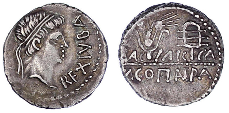 Mauretanien
Königreich
Juba II., -25-23
Denar 11/23 n. Chr. REX IVBA. Diad. K...