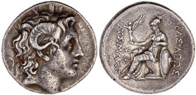 Thrakia
Könige von Thrakien
Lysimachos
Tetradrachme 297/281 v. Chr. Kopf des Alexander III. mit Ammonsgehörn/Athena sitzt l. auf Thron, lehnt auf L...