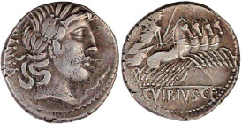 Römische Republik
C. Vibius Pansa, 90 v. Chr
Denar 90 v. Chr. PANSA. Apollokopf r./C VIBIVS C F. Minerva in Quadriga r. 3,76 g. sehr schön. Crawford...