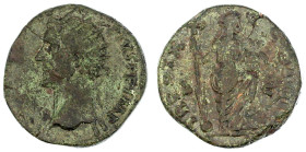 Kaiserzeit
Antoninus Pius, 138-161
Dupondius 157. Kopf l. mit Strahlenbinde/TR POT XX COS IIII SC. Ceres steht r., hält Modius, l. Lanze. 12,83 g. f...