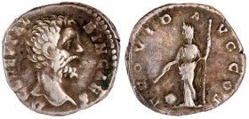 Kaiserzeit
Clodius Albinus, 193-197
Denar 193/195. Kopf r./PROVID AVG COS. Providentia steht l., zu Füssen Globus. 3,24 g. sehr schön. RIC 1a.