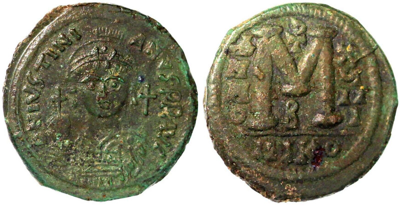 Kaiserreich
Justinian I., 527-565
Follis zu 40 Nummia Anno XVIII = 544/545, Ni...