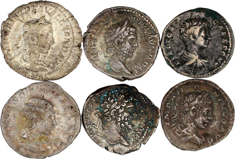 Römer
Kaiserzeit
6 Denare der Severer: Septimius Severus, Julia Soemias, Carac...