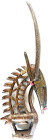 Afrika
Mali, Stamm der Dogon: Tyi Wara (Tanzmaske für Regen und Ernte) in Form eines stilisierten Antilopenkopfes. Holz, Höhe 101 cm. eine Hornspitze...