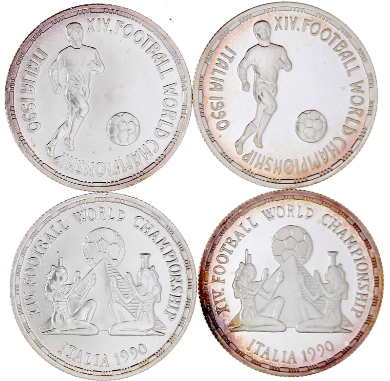 Ägypten
Republik, seit 1972
4 X 5 Pounds 1990 zur Fussball-WM in Italien. Je e...