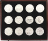 Australien
Lots
Lunar Serie II.: 12 Silbermünzen zu je 1 Dollar (je 1 Unze) von 2008 bis 2019 komplett. In Schatulle. Stempelglanz