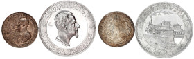 Bulgarien
Ferdinand I., 1887-1918
2 Stück: Silbermedaille 1893 von Scharff, Vermählung, 32 mm; 15,22 g, Öse entfernt; Aluminiummedaille 1890 von Sch...