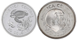 Costa Rica
Republik, seit 1848
2 Silbermünzen: 50 und 100 Colones 1974. Grüne Schildkröten und Sehkuh. Polierte Platte. Krause/Mishler 200a und 201a...