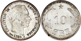 Dänemark
Christian IX., 1863-1906
10 Öre 1894 VBP. fast Stempelglanz, Prachtexemplar, selten. Krause/Mishler 795.2.