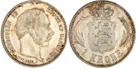 Dänemark
Christian IX., 1863-1906
1 Krone 1898. fast Stempelglanz, Prachtexemplar. Krause/Mishler 797.2.