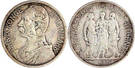 Dänisch-Westindien
Christian IX., 1863-1906
2 Francs = 40 Cents 1905. sehr schön. Sieg 31.