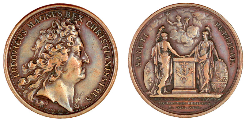 Frankreich
Ludwig XIV., 1643-1715
Bronzemedaille 1713 v. Mauger und Le Blanc, ...