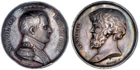 Frankreich
Napoleon I., 1804-1814, 1815
Silbermedaille o.J.(1815) von Depaulis. Büste r./Büste Hannibal l. 41 mm; 35,74 g. Originalprägung ohne Rand...