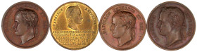 Frankreich
Napoleon I., 1804-1814, 1815
4 kl. Bronzemedaillen (eine vergoldet) 1840 auf den Tod Napoleons. Von Caunois (2 Var.), Borrel und Montagny...