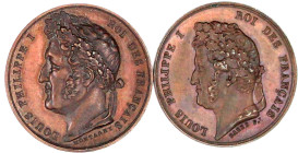 Frankreich
Louis Philippe I., 1830-1848
2 Bronzemedaillen 1836 von Montagny auf den Obelisk und von Barré auf den Triumpfbogen. Je 25 mm. vorzüglich...