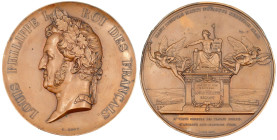 Frankreich
Louis Philippe I., 1830-1848
Große galvanoplastische Kupfermedaille 1842 von Bovy. Gesetz zur Errichtung der Eisenbahnen. 112 mm. vorzügl...