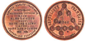 Frankreich
Zweite Republik, 1848-1852
Bronzemedaille 1848 a.d. provisorische Regierung. 51 mm. vorzüglich